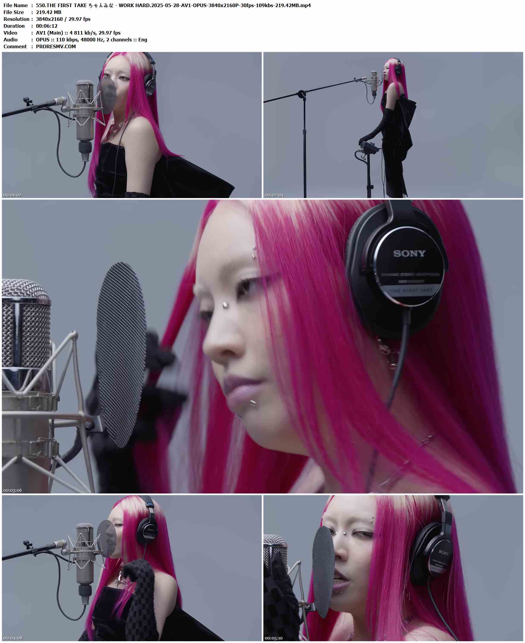 550.THE FIRST TAKE ちゃんみな - WORK HARD.2025-05-28-AV1-OPUS-3840x2160P-30fps-109kbs-219.42MB官方MV_高清MV
